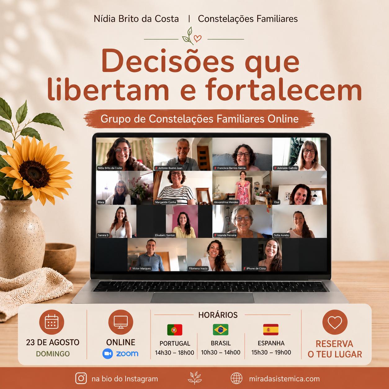 Grupo Constelaçoes familiares Online Agosto - Mirada Sistémica