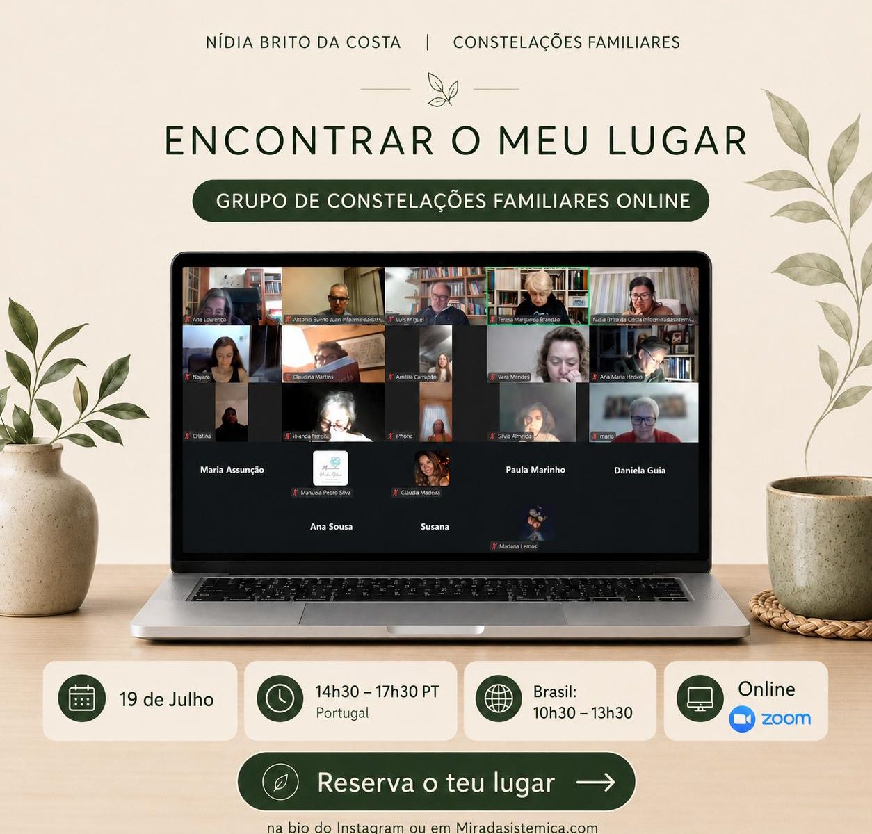 Grupo Constelaçoes familiares Online julho - Mirada Sistémica